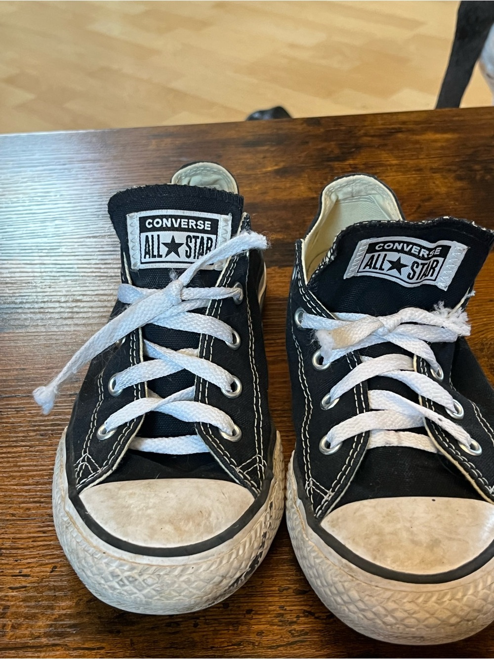 Converse Kids Black Low Top Sneakers with White Laces as 3